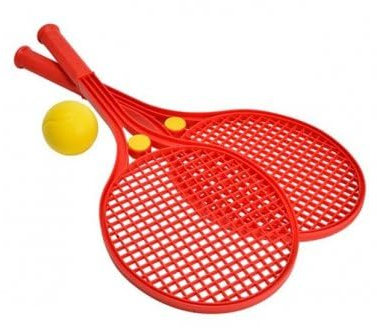 Set 2 Raquettes de Tennis Enfant et Balle en Mousse, Soft Ball - Plastique, Couleur aleatoire - Jeu Plein air, Plage - Set Jouet et Carte