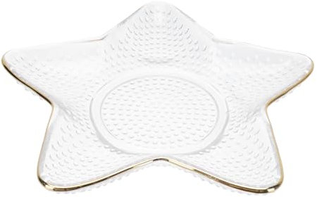 CONGARTENO Kristallklar Starförmiges Glas-deko-tablett Mit Goldrand Vielseitige Obst Snackplatten Dekoratives Dessertgeschirr Für Zuhause Und Gastronomie Leicht Zu Reinigen Stilvoll