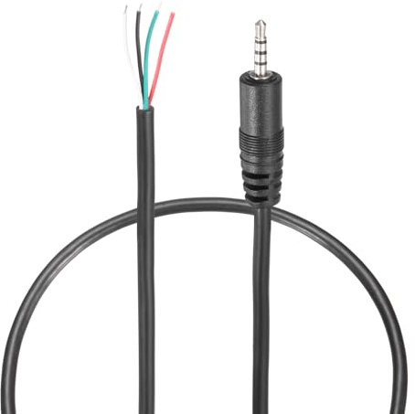 QUARKZMAN Cable De Audio De Reemplazo De 2.5mm Aux, Cable De Audio De 0.8ft 4 Polos Macho A Cable Desnudo, Sonido Estéreo Para Auriculares, Teléfono, Negro 5 Pcs