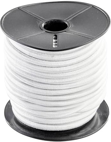 SPRINTIS Expanderseil 6 mm, weiß, starkes Gummiseil auf 20 m Rolle, vielseitig einsetzbar für Anhängerplanen, Bauzaunbanner und mehr