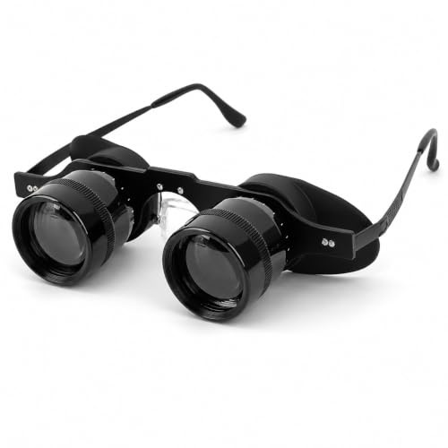 Fernglas Brille 10x Vergrößerung, HD Opernglas Kopfgetragenes Fernglas mit Unabhängigem Fokus, Freihändige Angelbrille für Sport, Messen und Sightseeing