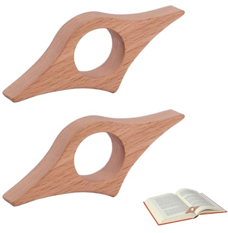 Bague de Lecture,Lot de 2 Porte Livre de 25 mm en Bois de Pouce - Marque Page Livre - Accessoire de Lecture pour les Amateurs de Livres, les Rats de Lecture et les Enseignants (Noyer)
