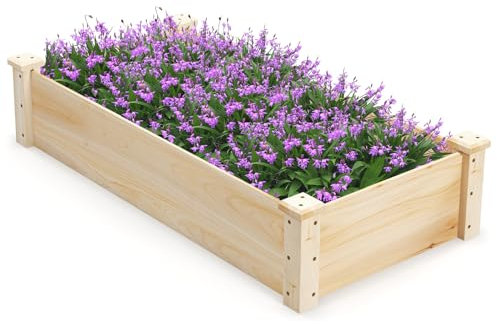 COSTWAY Hochbeet Holz, Gartenbeet ohne Boden, Kräuterbeet für Garten Balkon Hof Terrasse, Blumenkasten für Gemüse, Blumen, Kräuter, Pflanzbeet Blumenbeet, 120 x 61 x 25,5 cm, Natur