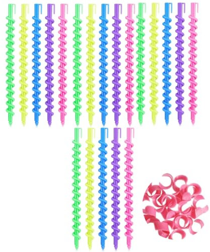 20pcs Spiralen Perm Stäben Hitzelosen Locke Stange Über Nacht Haarwalzen Curlers Spiralen Locken Stangen Perm Wellen Locken Set Women Roller Haare Curlers Über Nacht