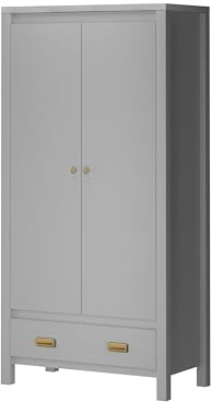 LS MH Haven Wardrobe 2D1DRW Grey 3BX, 55x90x180cm (DxWxH)