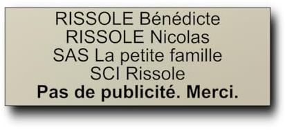 Plaque Boite Aux Lettres Personnalisable - 12x5 cm - 1 à 6 Lignes - Étiquette Avec Nom Adhésive - Gravée et Personnalisée pour Sonnette - Porte - Maison - Famille - Bureau - Stop Pub (Amande)