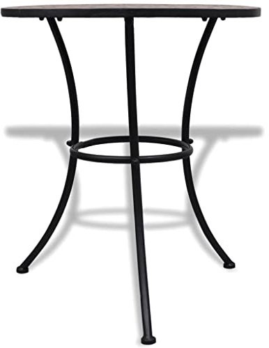 PTUGUOF Bistrotisch Terrakotta-Rot 60 cm Mosaik, Keramik-Mosaik Tisch für Balkon und Garten, Stabiler Beistelltisch mit pulverbeschichtetem Eisengestell, Pflegeleichte Tischplatte,