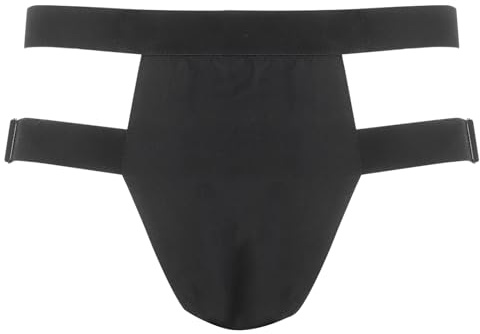 JanJean Men's Jockstrap Stretchy Scrotal Support Underwear Suspensory Scrotal Support Briefs Elastic Waistband Black One Size