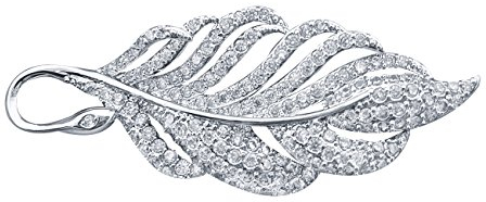 QUKE Broche en forme de feuille en argent et oxyde de zirconium pour femme