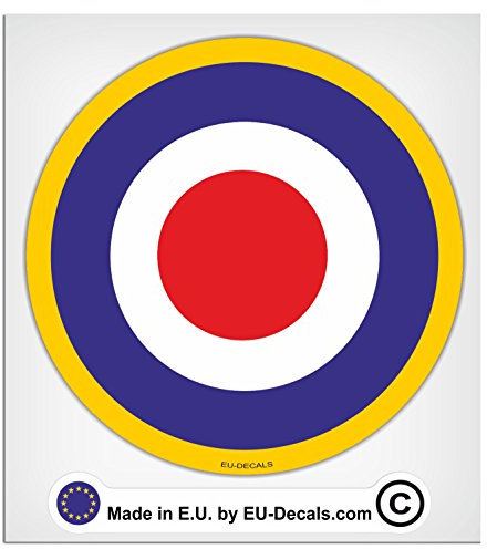 MioVespa Collection Mod Ziel RAF mit gelbem Ring, laminierter Aufkleber, hochwertig, 100 mm