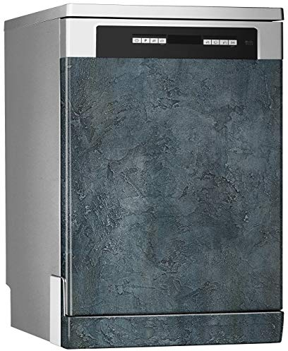 MEGADECOR Dekoratives Vinyl für Geschirrspüler, Maße Standard 67 cm x 76 cm, dekorative Textur Design grau blau Estuco Beton