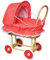Puppenwagen aus Weide Holz Weidenwagen Kinderwagen Weidenpuppenwagen Verschieden Motive (ROT | mit Punkten)