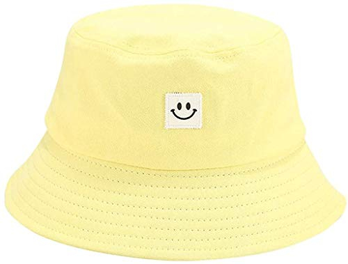 crazy bean Unisex Sonnenhut FischerhüTe Hip Hop Graffiti Fischerhut Bucket Hat Baumwolle Unisex Faltbar Anglerhut Strandhut FishermüTze Outdoor-Hut(Gelb)