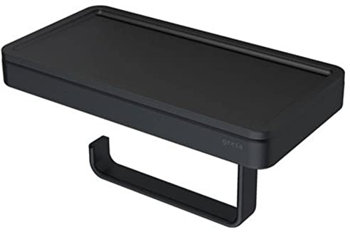 Geesa Frame Toilettenpapierhalter, WC-Bürstengarnitur aus Messing/Kunststoff, Farbe: Schwarz, hygienisch Dank integriertem Deckel und herausnehmbaren Kunststoffeinsatz, 210 x 105 x 108 mm