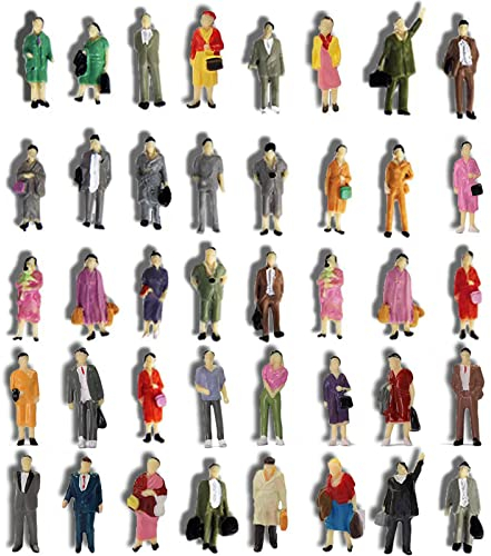 VICDUEKG 40 PCS Modell Figuren Verschieden stehende Figuren Passanten Spur H0 1:87, Verschiedene Posen Miniaturleute, Personen Figurine für architektonisches Planungsprojekt Modelleisenbahn