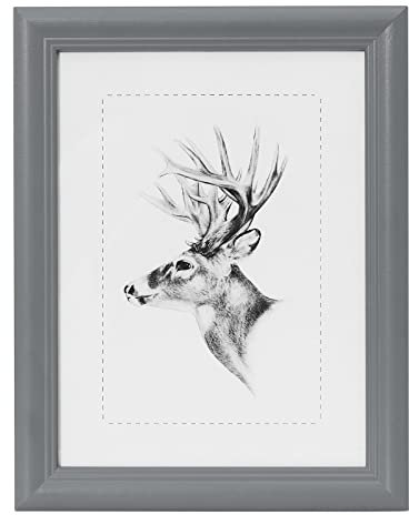 WOLTU Bilderrahmen 13x18, Fotorahmen aus Massivholz und PS-Platte, Holzrahmen mit Passepartout, zum vertikalen oder horizontalen Aufhängen/Aufstellen, Posterrahmen Collage Wanddeko, Grau