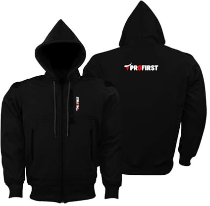 Inflori Motorbike Motorcycle Hoodie Protective Clothing Softshell Hoodie Jacket For Riders CE Armored With Extra Shell Protection At Shoulders (UK, Alpha, M, Regular, Regular, Black)