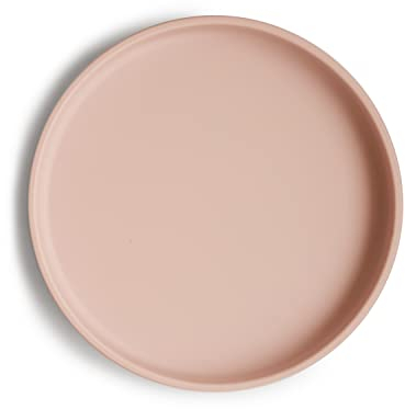 Mushie Classic Silicone Non-Slip Suction Plate for Babies & Toddlers | Food Grade Silicone | Dishwasher & Microwave Safe (Blush)