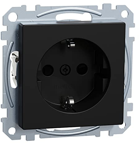 Schneider Electric Merten MEG2300-0403 - Toma de corriente Schuko con protección táctil, sistema M, color negro mate