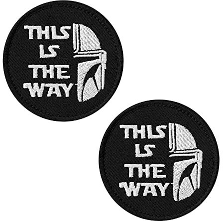 2 Pcs This is The Way Mandalorian Half Helmet Star War Embroidered Hook and Loop Fastener Backing Tactical Patch zum Kleidung Taschen Rucksack Uniform Jersey Hundegeschirr(Half Helmet)