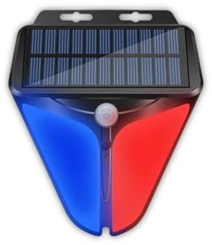 Solar-Warnleuchte mit Alarmton, 4 Arbeitsmodi, IP65, wasserdichte Warnlampe, Sicherheitsleuchte mit Bewegungssensor für Obstgärten, Weiden, Haushalte, Bauernhöfe
