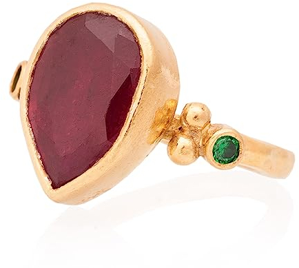 Rubin Ring, Rubin Frau Ring. Birne Rubin Ring. Gold plattiert Silber Rubin Ring. 925 Sterling Silber Rubin Ring. 24K Gold plattiert Silber Rubin Ring.