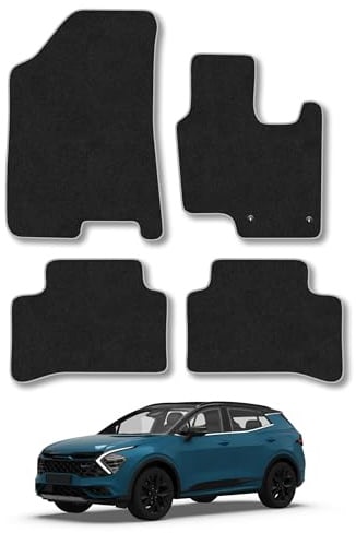 Fits Kia Sportage (2022+) Carpet Car Mats | Grey Edge Trim Tailored Fit Floor Mats Full Coverage Protection Accessories Easy Clean Anti Slip Made in the UK