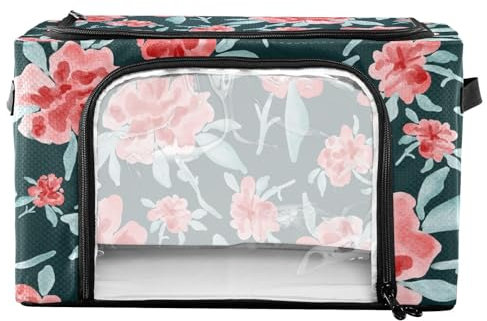 FRODOTGV Contenitore per vestiti sotto il letto con finestra trasparente pieghevole grande contenitore con coperchi doppia cerniera armadio organizer borsa telaio in metallo sotto la scrivania