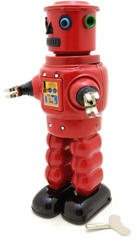 AYUNJIE Tin Toy MS640 Mechanical Robot Wind Up Toy Post-80s Iron Sheet Retro Collection Toy Creative Gift Vintage Collectible Kids Gift (Red)