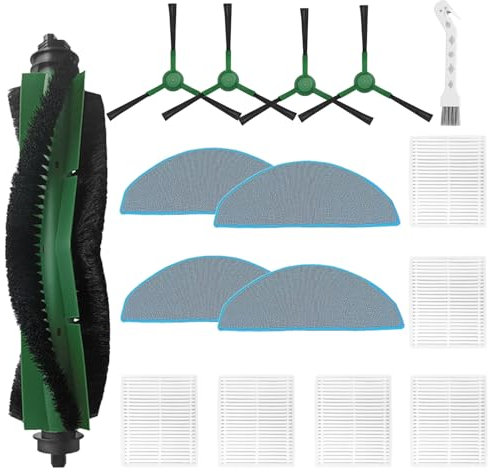 HUAREW Accessoires pour iRobot Roomba Combo Essential Y0112, Y0110, Y0116, Y0520, Y0510, Y0512 Robot Aspirateur et Balai, 1 Brosse Principale, 6 Filtres, 4 Brosses Latérales, 4 Serpillères
