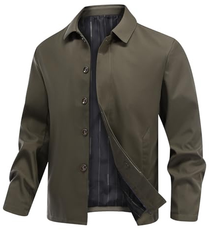 Allthemen Blouson Homme Mi-saison Vest Boutonné Jacket Léger Coupe-Vent | Col Revers,Voyage d'Affaires,Bomber Couleur Uni,Moto Casual,Respirant Confortable,Thin,Version Standard,2 Poches Intérieures