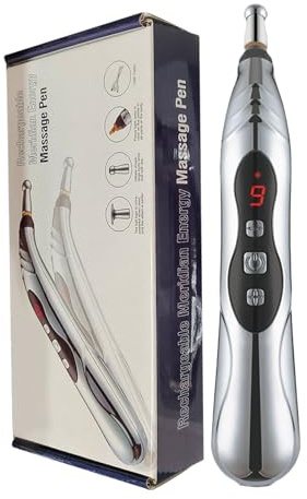 Wimnqie Pluma de masaje meridiano, tejido profundo, puntos de acupuntura corporal, de molestias y masaje facial, estimulador eléctrico con intensidad ajustable para músculos, cara, pie y