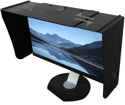 Hocomay Monitor Hood, Desktop Computer Screen Hood for 17-27 Screens, 41-71 CM Adjustable, Foldable Anti-Glare Sunshade Display Shading Side Panel