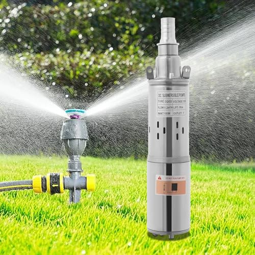 Pompa sommersa per pozzi profondi, 180 W, 12 V, 3000 giri/min, portata massima 1,2 m³/h, altezza massima di erogazione 30 m, con cavo di alimentazione da 17 m, pompa dell'acqua in acciaio inox per