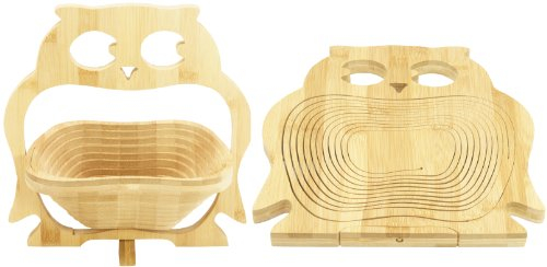 Obstkorb Eule Holz, zusammenklappbar, 27 x 27 cm