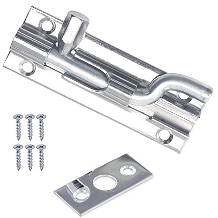 Security Necked Slide Door Bolt Barrel Chrome 75mm