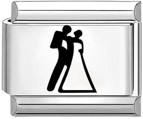Quiges - 9mm Italian Style Charm Modul Edelstahl Laser Hochzeit für Italienische Armbänder