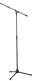 K&M König & Meyer 21020.500.55 Tripod Microphone Stand with Fixed Length Boom Arm | Professional Grade for All Musicians | Heavy Duty Folding Leg Base | German Made Black