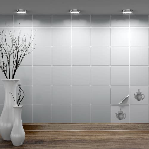 FoLIESEN - Adesivi per piastrelle 10x10 cm | Adesivi murali autoadesivi per bagno e cucina I Resistenti ai graffi e rimovibili | 160 Decalcomania per piastrelle, .:Grigio chiaro lucido
