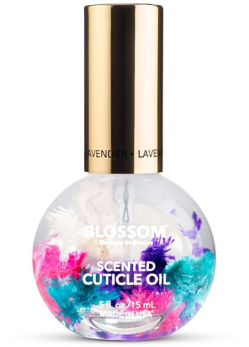 Blossom Cuticle Oil for Nails, Hydrating, Moisturizing, Scented Nail Oil Cuticle Care, Infused with Real Flowers, Made in USA, 0.5oz, Lavender