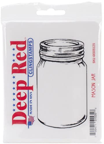 Deep Red Stamps Tief Rot Briefmarken Gummi selbst Stempel 2 Zoll x 3.75-inch-Mason Jar