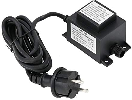 VBLED® Außen Steckernetzteil Trafo 12V AC / 30W / IP67 für den Betrieb von Leuchten mit IP44 Stecksystem GARTUS (Kompatibel mit Bodeneinbauleuchte und Gartenleuchte, etc.)