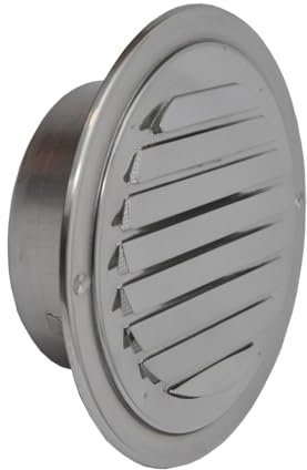 Griglia lamellare, in acciaio inox lucido, griglia di ventilazione, protezione dalle intemperie.