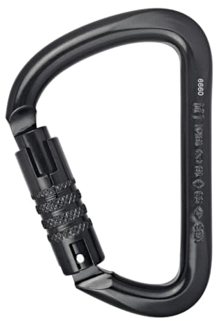 ALIENS Stahl D-Form TriLock Karabiner, Farbe:schwarz