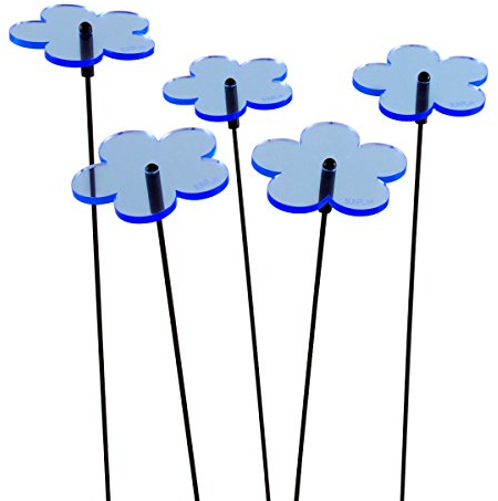 SUNPLAY Sonnenfänger-Blumen in BLAU, 5 Stück zu je 5 cm Durchmesser im Set + 35 cm Schwingstäbe