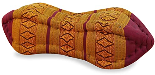 livasia Nackenstützkissen Papayakissen, Nackenkissen Papayaform, Sofakissen, Lesekissen mit Kapok, Kissen für Garten und Balkon, Reisekissen handgefertigt Ø 10 - 13x43cm (Rot/Gelb)
