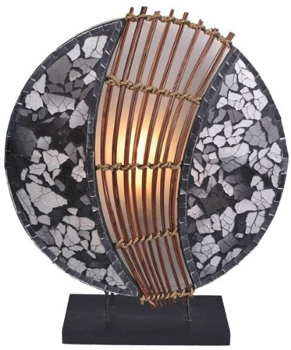 Woru Deko-Leuchte PIA rund, Natur-Material, Höhe ca. 30 cm, Stimmungsleuchte