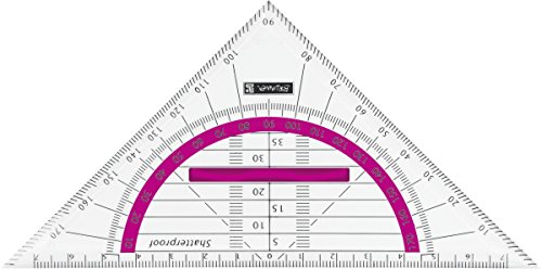 Brunnen 104975926 Geometrie-Dreieck Colour Code (für Schule und Büro, 16 cm, bruchsicher, ergonomischer Griff) pink