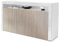 Vladon Buffet Valencia, Commode avec 3 Portes et 1 Compartiment Ouvert, Blanc Mat/chêne Brut/Blanc Haute Brillance (155 x 92 x 40 cm)