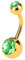 Piercingfaktor Bauchnabelpiercing Chirurgenstahl Bauch Bauchnabel Piercing Banane Stecker Anhänger mit Doppel Kristall Gold Grün 5mm x 8mm